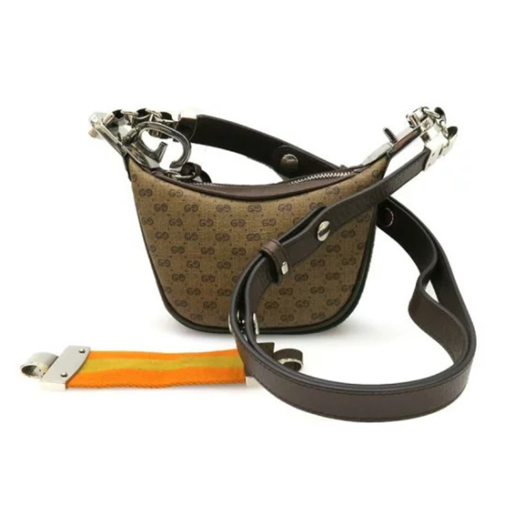 Gucci Attache Shoulder Bag GG Canvas Crescent Moon Brown